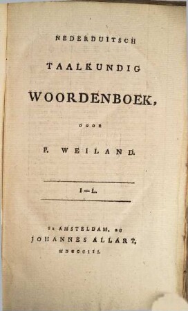 Nederduitsch taalkundig woordenboek, 4. I - L