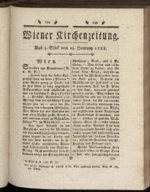 Das 9. Stück vom 29. Hornung 1788.