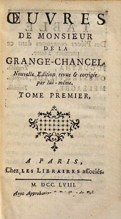 Oeuvres De Monsieur De La Grange-Chancel. 1