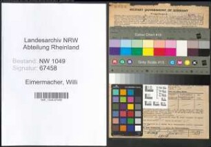 Entnazifizierung Willi Eimermacher , geb. 18.06.1906 (Schreiner)