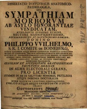 Dissertatio Inavgvralis Anatomico-Pathologica, Qva Sympathiam Morborvm Ab Asylo Ignorantiae Vindicatam