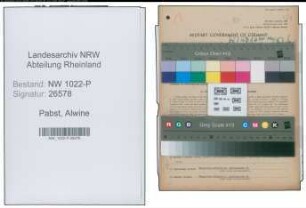 Entnazifizierung Alwine Pabst , geb. 12.07.1908 (Krankenschwester)