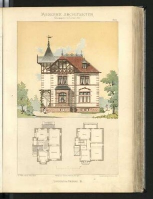 Landhaus in Freiburg i. B. W. Vittoli, Architekt, Baden-Baden. Grundriss Erdgeschoss u. 1. Stock