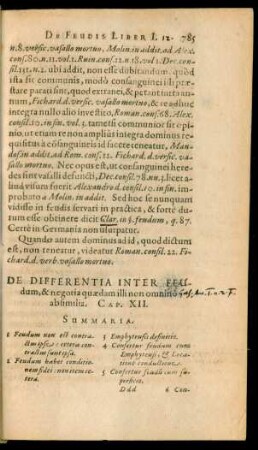 De Differentia Inter Feudum ... Cap. XII.