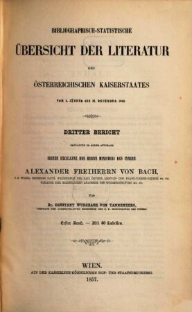 Bibliographisch-statistische Übersicht der Literatur des österreichischen Kaiserstaates : vom 1. Jänner ... bis 31. December ..., 3,1. 1855 (1857)