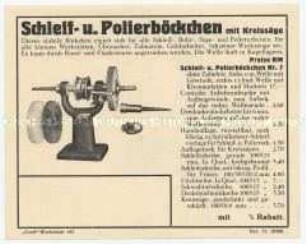 Schleif- u. Polierböckchen / Automat. Hobeleisen-Schleifmaschine
