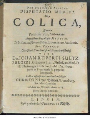Disputatio Medica De Colica