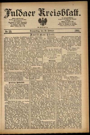 Erste Ausgabe vom Donnerstag, den 21. Februar 1901.