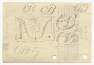 Kalligrafiestudien : Skizzen zu Monogrammen der Initialen O B, E B, A S,