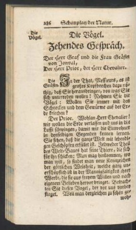 Die Voegel. Zehendes Gespraech.