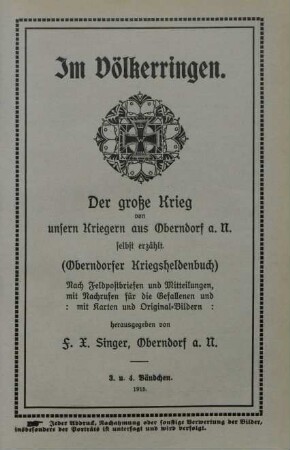Bändchen 3/4: Im Völkerringen