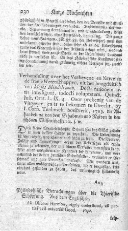 Philosophische Betrachtungen über die thierische Schöpfung.