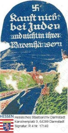 Hessen (Volksstaat), 1933 April 1 / Judenboykott-Aufkleber 'Kauft nicht bei Juden'