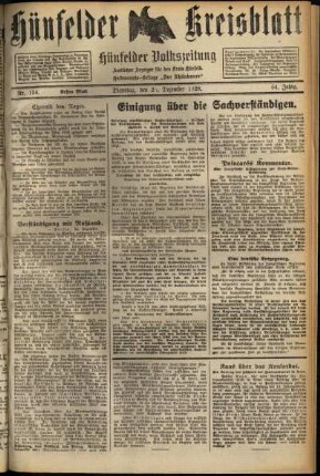 Erste Ausgabe vom Dienstag, den 25. Dezember 1928.