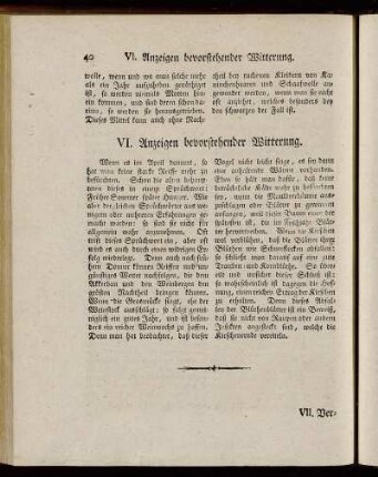 VI. Anzeigen bevorstehender Witterung
