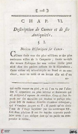 Chap. VI: Description de Cumes et de ses Antiquités