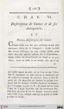 Chap. VI: Description de Cumes et de ses Antiquités