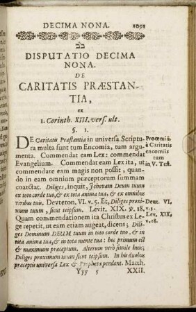 Disputatio Decima Nona. De Caritatis Præstantia.