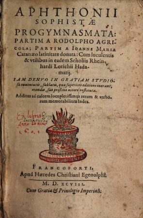 Aphthonii Sophistae progymnasmata