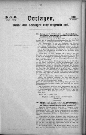Anlage: zu No.41. (759-760.), Vorlagen, welche den Zeitungen nicht mitgeteilt sind