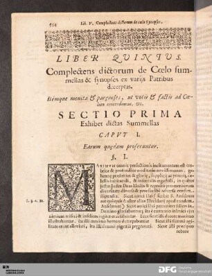 Sectio Prima