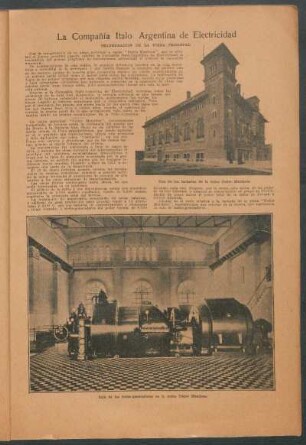 La Compañía Italo-Argentina de Electricidad : Inauguración de la usina principal