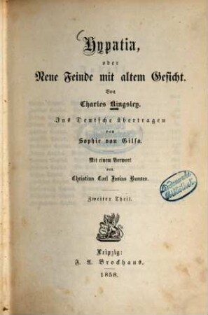 Hypatia, oder Neue Feinde mit altem Gesicht, 2