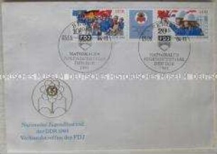 Ersttagsbrief mit Sondermarke und -stempel zum Nationalen Jugendfestival 1984