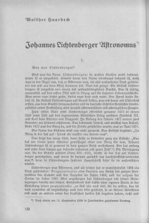 Johannes Lichtenberger Astronomus. Walther Haarbeck.