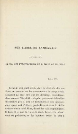 Sur l'abbé de Lamennais
