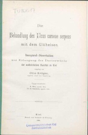Die Behandlung des Ulcus corneae serpens mit dem Glüheisen