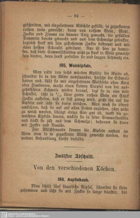 Zwölfter Abschnitt. Von den verschiedenen Köchen