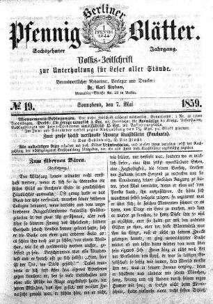 No. 19, Sonnabend, den 7. Mai