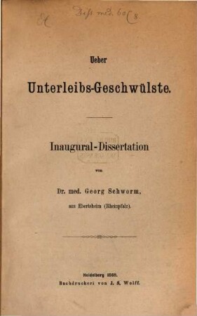 Ueber Unterleibs-Geschwülste