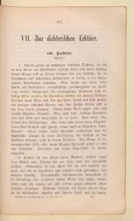 VII. Zur dichterischen Lektüre