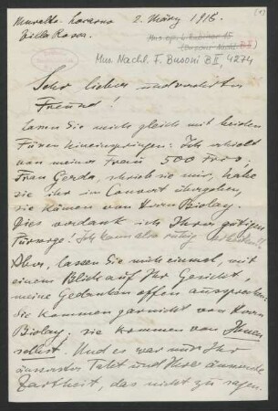 Brief an Ferruccio Busoni : 02.03.1918