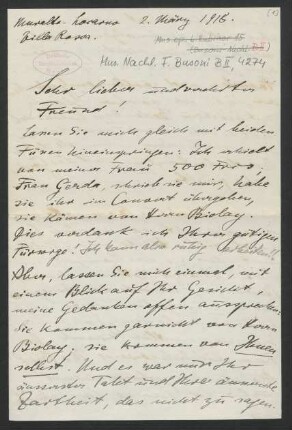 Brief an Ferruccio Busoni : 02.03.1918