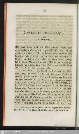 III. Erfahrungen bei Wiesen-Drainage.