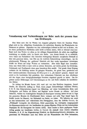 I. Veranlassung und Vorbereitungen zur Reise nach der grossen Oase von El-Khargeh.