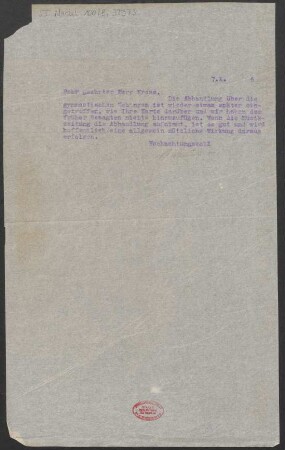 Brief an Emil Kross : 07.10.1916
