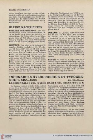 2: Incunabula Xylographica et Typographica 1455-1500 : Lagerkatalog 585, Joseph Baer & Co., Frankfurt A. M.