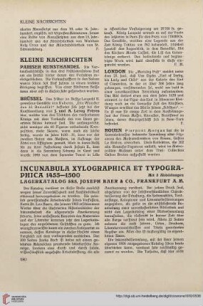 2: Incunabula Xylographica et Typographica 1455-1500 : Lagerkatalog 585, Joseph Baer & Co., Frankfurt A. M.