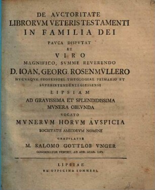 De auctoritate librorum Veteris Testamenti in familia Dei