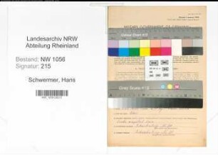 Entnazifizierung Hans Schwermer , geb. 16.01.1900 ()