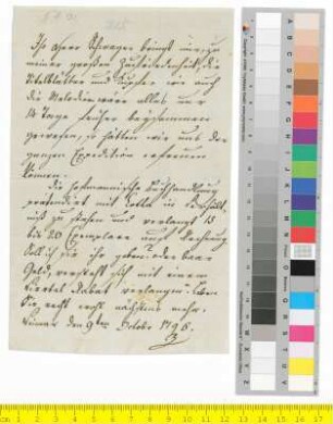 Brief von Goethe, Johann Wolfgang von an Schiller, Friedrich