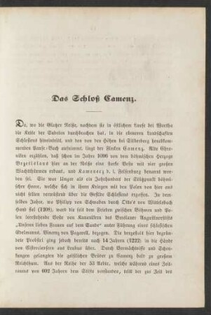 Das Schloß Camenz.