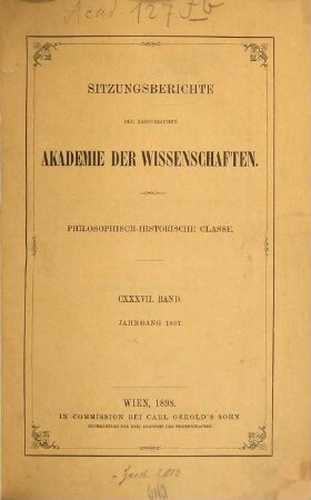 Sitzungsberichte. 137. 1897