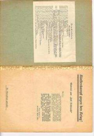 Materialsammlung über die Haltung von Karl Liebknecht zum Krieg und die Reaktionen der SPD und der Regierung