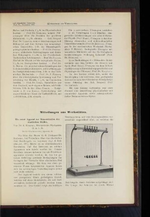 Mitteilungen aus Werkstätten.