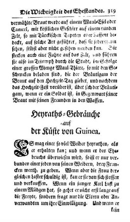 Heyraths-Gebräuche auf der Küste con Guinea.